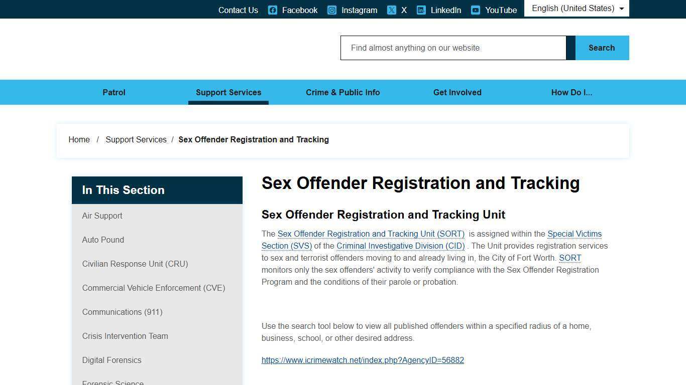 Sex Offender Registration and Tracking - Fort Worth Police